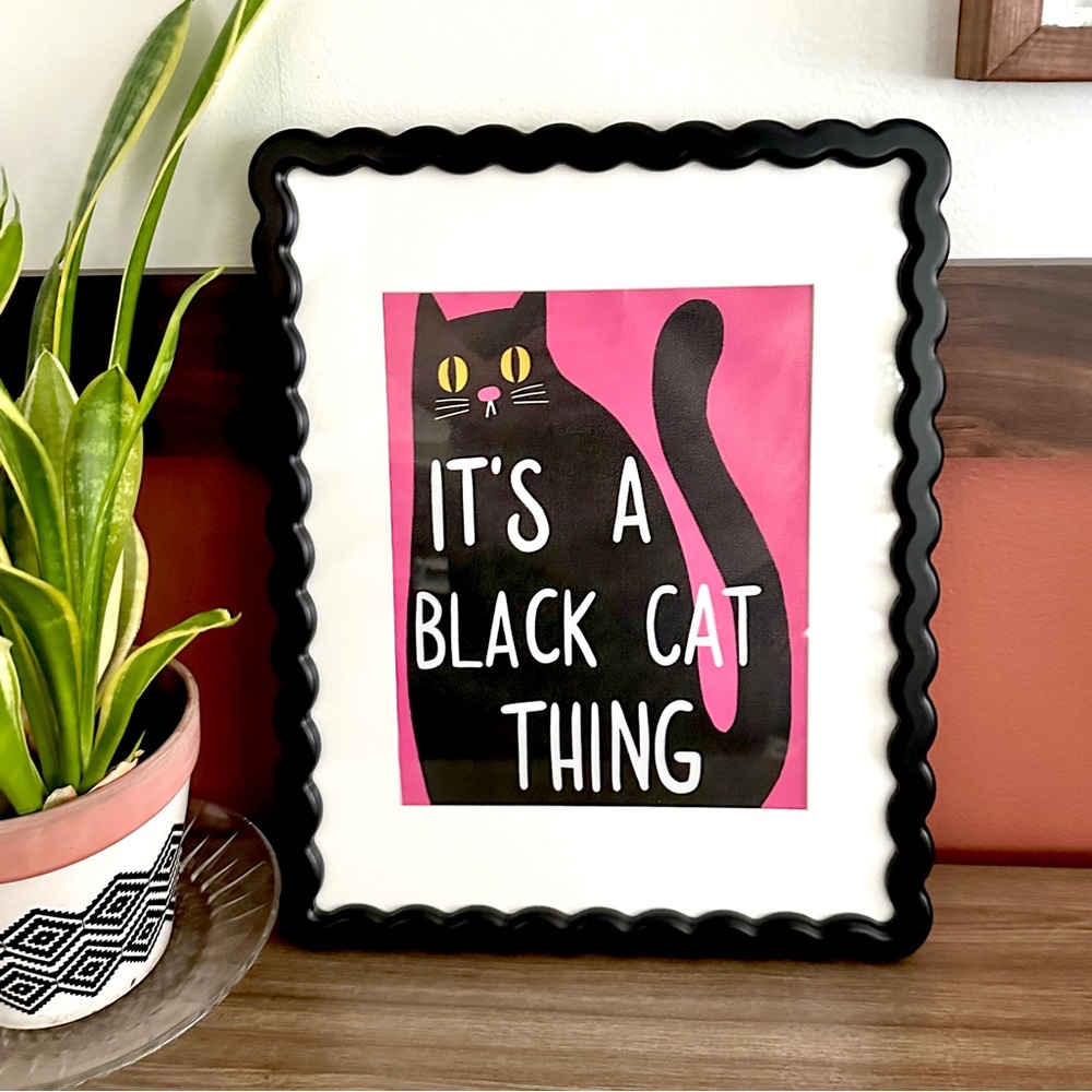 It’s a Black Cat Thing Pink Aesthetic Wavy Black Acrylic Frame Wall Art Canvas